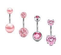Briana Williams Anillo del Ombligo Piercing para Ombligo Acero Inoxidable 14G 10mm Barra del Vientre Piercing CZ