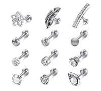 Briana Williams Tragus Barras Conjunto Helix Cartilage Pendientes Tachuelas 6mm Acero Inoxidable 1.2mm Joyería Piercing