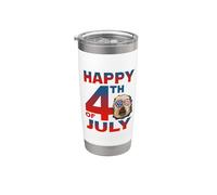Briard Dog American Flag Glasses Happy 4th Of July Vaso térmico de acero inoxidable de doble pared