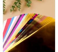 Briartw Papel de aluminio caliente de 20 x 29 cm, 16 colores, paquete de 50 hojas de papel de aluminio reactivo para estampado en caliente por impresora láser y laminadora para álbumes de recortes,