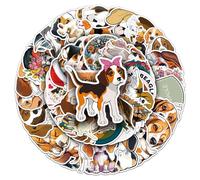 Bric Dodo Juego de 50 pegatinas de Beagle para coche, portátil, teléfono, guitarra, monopatín, motocicleta, bicicleta, perros de caza de pelo corto, juego de pegatinas de vinilo resistentes al agua