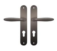 Bricard 9840T11 Zamak - Juego de manijas sobre placa de boceto (titanio), color titanio para puerta de entrada sin resorte de recordatorio