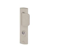 Bricard 9920051 - Juego de tiradores blindados sobre placa Emust con soporte y aleta para puerta delantera (para cilindro europeo), acero inoxidable
