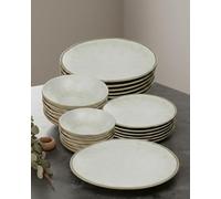 BRICARD Albi-Vajillas Completas 6 Personas-Vajilla Porcelana 25Pzs Gris Claro-Con Borde Natural, Platos Vajilla Con Platos Llanos Y Platos Hondos, Juego De Platos-Apto Microondas, Horno Y Lavavajillas