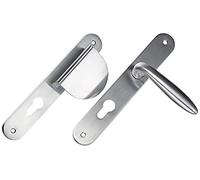 Bricard Esquisse 9984051 - Juego de tiradores para puerta de entrada (zamak, caballete y alerón, perfil europeo, sin cilindro), color plateado