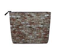 Brick Red Stone - Organizador de viaje para mujer, bolsa de cosméticos de cáñamo falso, gran capacidad, con cremallera