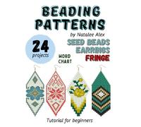 Brick stitch beading pattern Seed bead earrings Fringe:: 24 projects Ethnic & Floral Collection Beading patterns - Gift for the needlewomen