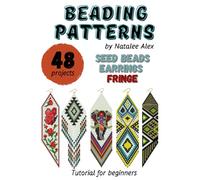 Brick stitch beading pattern Seed bead earrings Fringe: 48 projects Ethnic & Floral Collection Beading patterns - Gift for the needlewomen