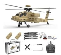 Brickaro 1/32 escala AH-64D Apachhe RC helicóptero, vuelo 2.4G 6CH 3D, mantenimiento de altura de flujo óptico, avión militar sin escobillas con flujo óptico mantener la altura