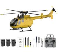 Brickaro C180 1/25 Scale RC Helicopter 2.4G 6CH Single Rotor Flybarless, Barómetro + TOF LiDAR Altitude Hold, Optical Flow Positioning, One Key Inverted Flight Takeoff/Landing (amarillo/RTF)
