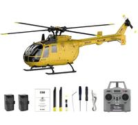 Brickaro C180 1/25 Scale RC Helicopter 2.4G 6CH Single Rotor Flybarless, Barómetro + TOF LiDAR Altitude Hold, Optical Flow Positioning, One Key Inverted Flight Takeoff/Landing (amarillo/RTF)