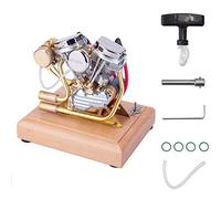 Brickaro Kit de modelo de motor a escala 1/5, modelo de gasolina de motor de cuatro tiempos OHV V-Twin de 4.2 CC, modelo de combustión interna, regalos de ciencia y educación para entusiastas de la