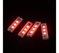 BrickBling 4 downlights LED de color blanco cálido 1 x 4/rojo en una fila (cuatro en uno), alimentado por USB, 100% compatible con ladrillos Lego