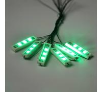 BrickBling 6 downlights LED de color blanco cálido 1 x 4 piedras/verde en una fila (cuatro en uno), alimentado por USB, 100% compatible con ladrillos Lego