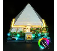 BrickBling Juego de luces LED para 21058 Architecture Keops Pirámide (Sin modelo), juego de iluminación DIY compatible con Lego Great Pyramid of Giza - Versión de mando a distancia