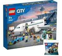 BRICKCOMPLETE Lego City - Juego de 2 Aviones de pasajeros 60367 y 30664 Buggy Todoterreno de policía