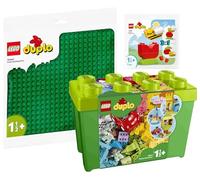 BRICKCOMPLETE Lego Duplo Juego de 3: Caja de ladrillos Deluxe 10914, placa de construcción 10980 en verde y 30686 Mi primera flor con una abeja