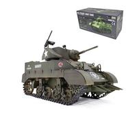 BrickCraftWorks 1/16 2.4G US M5A1 Stauart - Tanque ligero simulado modelo de vehículo militar con efectos de humo de luz de sonido, tanque RC que dispara para adolescentes y adultos