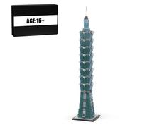 BrickCraftWorks Juego de bloques de construcción de rascacielos a escala 1/800 Taipei 1-0-1, kit de bloques de construcción de monumentos de ciudad, colección de modelos de mansión de obra maestra