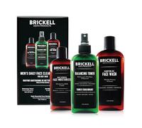 Brickell Rutina de limpieza diaria para hombres para pieles grasas, tónico sin alcohol, gel limpiador facial y humectante, natural y orgánico, sin perfume