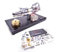 Bricksdiytoy Kit de modelo de motor Stirling de cilindro de metal con 4 luces LED y base de aleación de zinc negro, generador de vapor para adultos, decoración de escritorio y herramienta de enseñanza