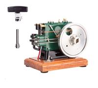 Bricksdiytoy Mini modelo vintage de motor de gasolina de cuatro tiempos de un solo cilindro a escala 1/8, base de madera y carburador ajustable, pantalla de escritorio coleccionable para adultos y