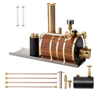 Bricksdiytoy Modelo de caldera de vapor de 2000 ml, sistema CNC completo de latón con manómetro de 0,5 MPa, caldera de cobre aislada de caoba para modelos de barcos y motores de vapor de 1 a 1,5 m