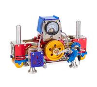 Bricksdiytoy Stirling - Generador de motor, modelo de potencia de vacío de doble cámara con voltímetro y salida USB, construcción de acero inoxidable/latón, kit de ciencia para escuelas y entusiastas
