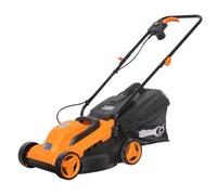 Bricoferrr Cortacésped Eléctrico - 1200W, Ancho de Corte 33cm y Altura Ajustable