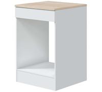Bricohabitat Módulo Cocina Kira con Hueco para Horno Estándar Moderno Blanco Brillo y Roble Canadian 60x90x60 cm