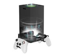 Bricok Soporte de pared de aleación de aluminio compatible con Xbox Series X, compatible con accesorios Xbox Series X con 2 soportes de controlador, estante de pared con diseño de ventilación (negro),
