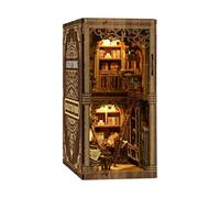 Bricolaje 3D Libro Nook de madera sujetalibros con luz LED, modelo de estantería en miniatura, juego de manualidades de madera, regalo decorativo BV02-08 (anticuario)