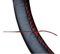 Bricolaje Cubiertas del volante de cuero suave en el volante del automóvil con aguja e hilo Accesorios de interior Rojo