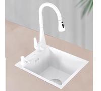 Bricolaje Fregadero De Acero Inoxidable Blanco Fregadero De Cocina De Un Seno Balcón Bar Mini Piscina De Agua para Lavado De Verduras Fregadero Comercial De Tamaño Pequeño Herramientas (Color : Blanc