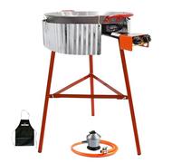 Bricolemar Kit paellero gas 40 cm con paellera 42 cm y soporte estable - set completo con paravientos ondulado, regulador y manguera para cocinar paella al aire libre