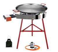 Bricolemar Kit paellero gas 50 cm con paellera 60 cm y soporte reforzado - set completo con paravientos Premium KABRA, regulador y manguera para paellas hasta 20 personas
