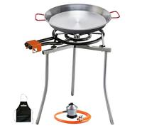 Bricolemar Paellero a Gas 40 cm + Kit Completo (Paellera 42 cm + Soporte Universal + Regulador + Manguera + Delantal)