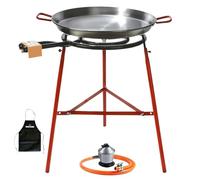 Bricolemar Paellero a Gas 50 cm + Kit Completo (Paellera 55 cm + Patas Reforzadas + Regulador + Manguera + Delantal)