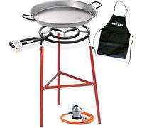 Bricolemar Paellero a Gas 50 cm + Kit Completo (Paellera 60 cm + Patas Reforzadas + Regulador + Manguera + Delantal)