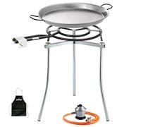 Bricolemar Paellero a Gas 50 cm + Kit Completo (Paellera 60 cm + Soporte Universal + Regulador + Manguera + Delantal)