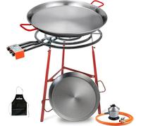Bricolemar Paellero a Gas 60 cm + Kit Completo (Paellera 70 cm + Paellera de 42 cm + Patas Reforzadas + Regulador + Manguera + Delantal)