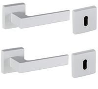 Bricolevante - Manillas de puerta interior disponibles en varias variantes vendidas en pares - Tirador cuadrado para puertas (cuadrado, blanca)