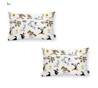 BricoLoco. 2 fundas frikis Looney .Cojín 30x50 sofá, cama Tunes. Ropa hogar, cama. Regalo decoración. Merchandising. Decoración salón, habitación, dormitorio friki Piolin, bugs Bunny.