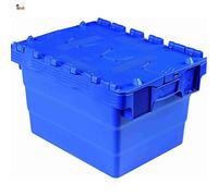 BricoLoco Caja gaveta almacenaje Industrial apilable plástico con Tapa. Contenedor Almacenamiento, mudanza, almacén. con Asas. (3, (l x an x al) 300x400x250 mm.)