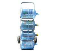 Bricoloco Carretilla con Ruedas Antipinchazos para el Transporte de garrafas y bidones de hasta 19 litros - Carro con 4 Palas abatibles y Base metálica Completa. Capacidad de Peso 250 Kilos