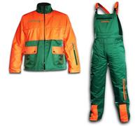 Bricoloco Chaqueta y Peto pantalón anticorte Motosierra 65% Poliéster y 35% Algodón con 12 Capas de Material Retardante del Corte y Forro 100% poliéster. (2XL)