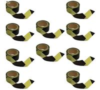 BricoLoco Cinta banda señalización balizamiento bicolor amarillo negro. No adhesiva. Ancho 50 mm. Rollo 100 mts. Advertencia, señalizar, delimitar y balizar espacios, advertencia. (10)