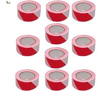 BricoLoco Cinta banda señalización balizamiento bicolor rojo blanco. No adhesiva. Ancho 50 mm. Rollo 100 mts. Advertencia, señalizar, delimitar y balizar espacios, advertencia. (10)