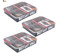 BricoLoco.com Barbacoa instantánea desechable de un solo uso para usar y tirar. ¡¡¡ Pack 3 uds. de 800 gramos de carbón “ y parrilla. Para jardín, picnic, excursiones, camping, en la cocina (3)