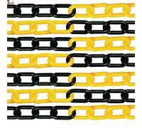 BricoLoco.com Cadena plástico eslabones señalización Amarilla y negra. 5 mts. de 8 mm. Para poste, delimitación, balizar, separador. (5 mts. de 8 mm., Amarilla y negra)